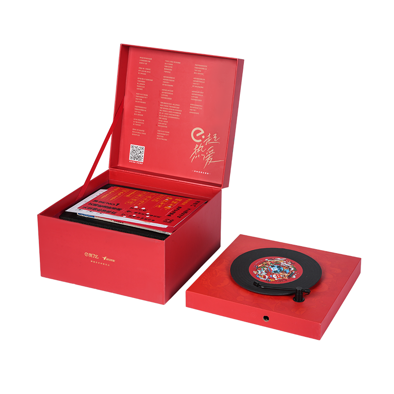 Scatola regalo rigida a forma di libro rotante/musicale a tema festivo