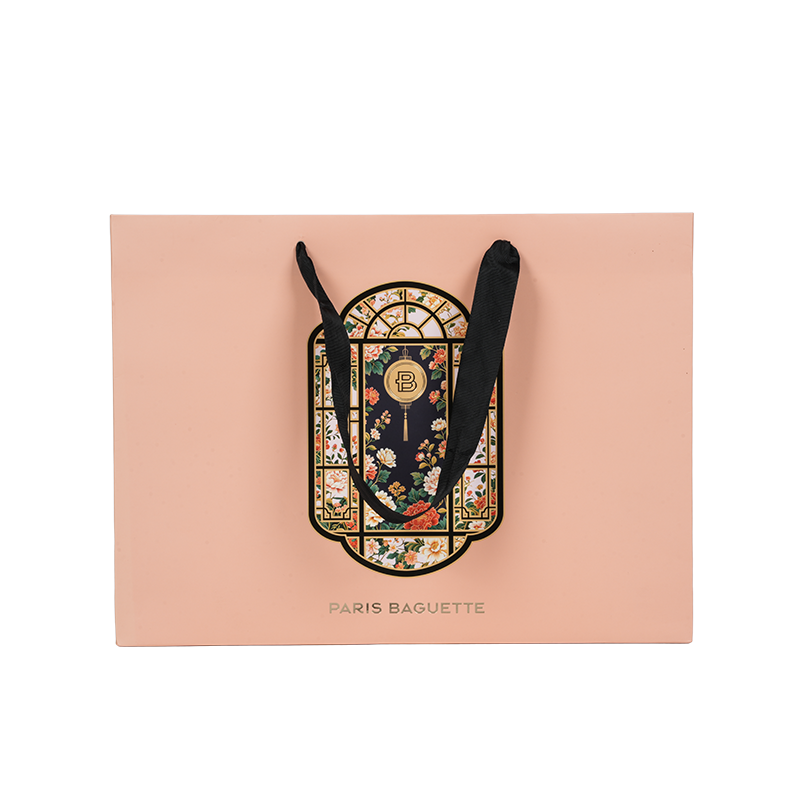 Borsa per il trasporto di torte in cartone kraft/bianco con manico resistente all'acqua