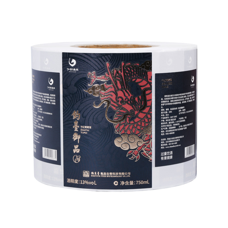 Etichetta della bottiglia di vino goffrata in lamina opaca