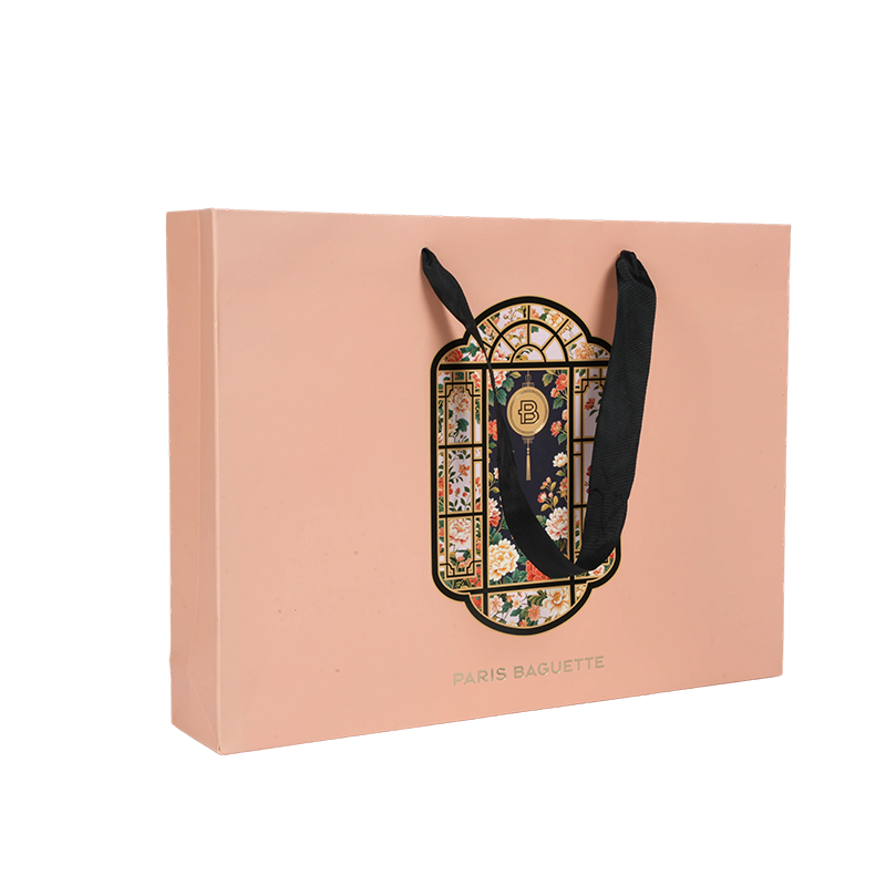 Sacco di carta in cartone bianco con manico orizzontale addensato per imballaggi per la cura della pelle