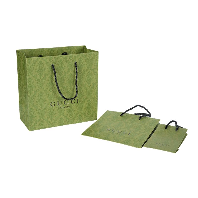 Sacco di carta in cartone bianco con manico orizzontale addensato per imballaggi per la cura della pelle