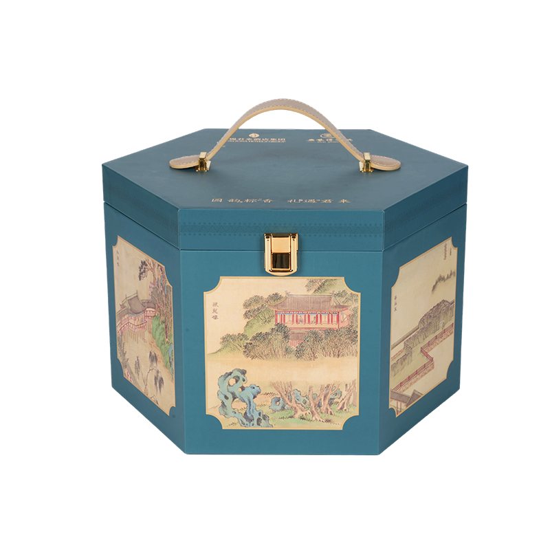 Confezione regalo portatile esagonale premium (confezione regalo Zongzi Dragon Boat Festival)