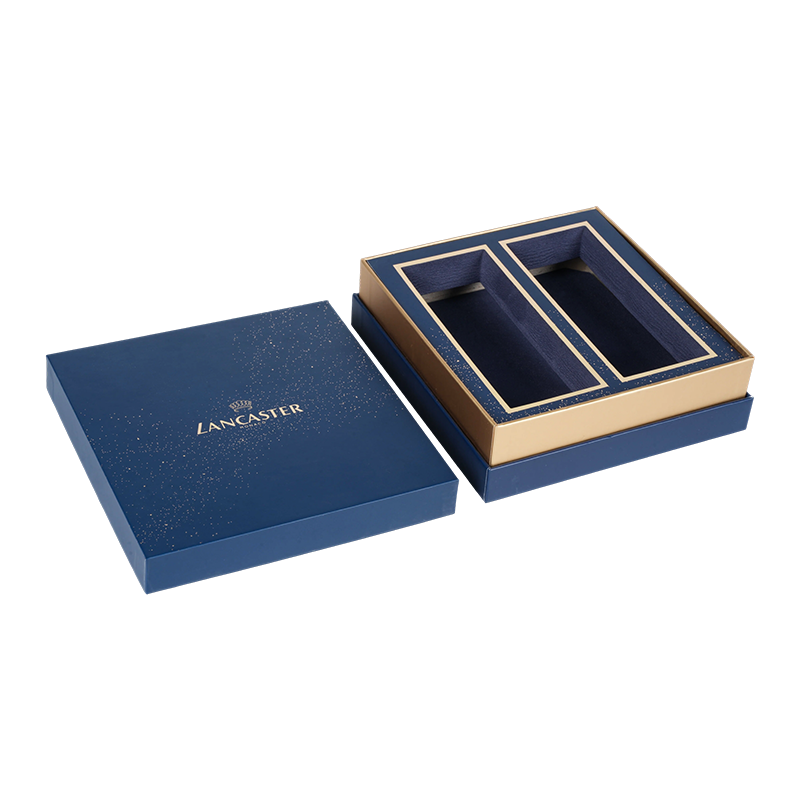 LANCASTER MONACO Lussuosa confezione regalo in due pezzi blu intenso opaco e stampato in oro