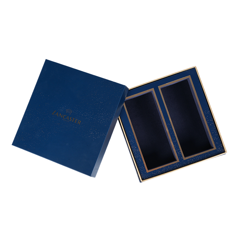 LANCASTER MONACO Lussuosa confezione regalo in due pezzi blu intenso opaco e stampato in oro