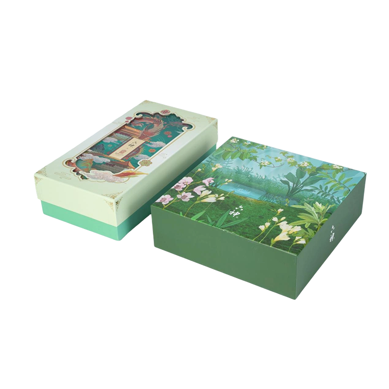 Confezione regalo con base e coperchio neocinese con stampa a caldo e finestra