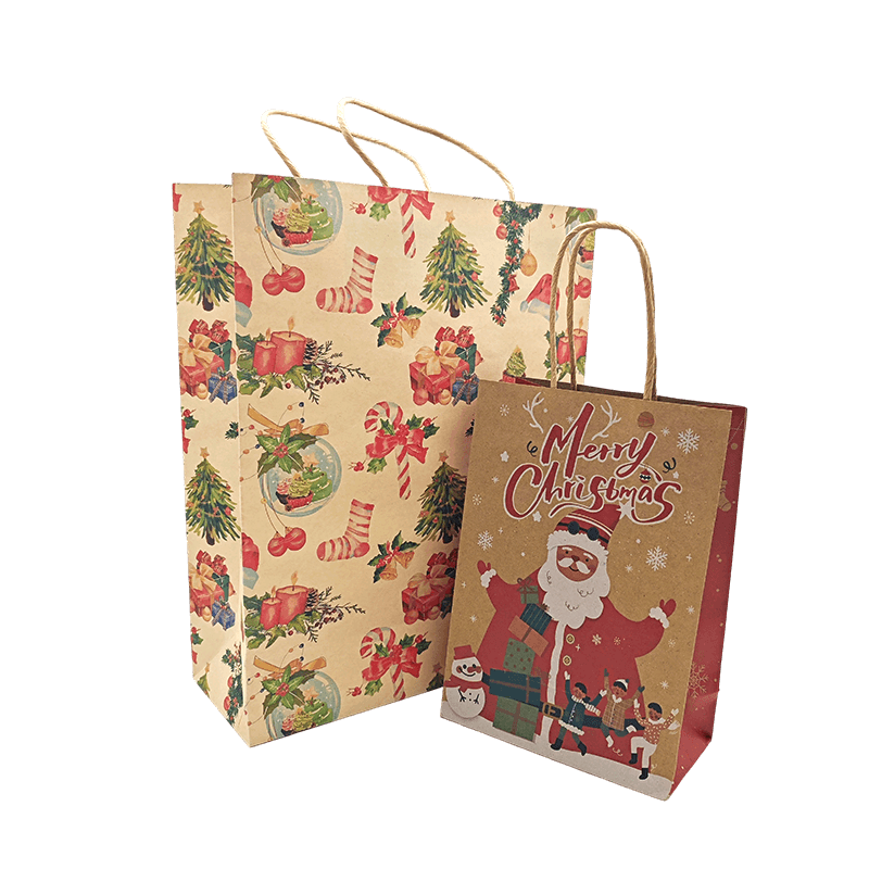 Set di sacchetti regalo natalizi in carta Kraft