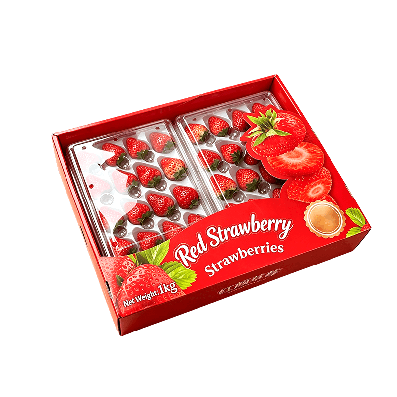 Confezione in blister pieghevole a conchiglia in PET con scomparti per frutta fresca