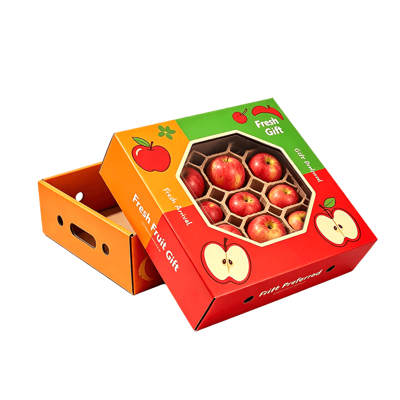 Confezione regalo di frutta portatile con finestra e design pieghevole a nido d'ape